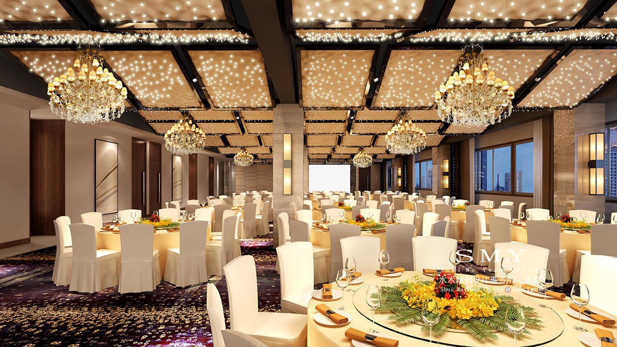 酒店宴會(huì)廳設(shè)計(jì)，室內(nèi)設(shè)計(jì)效果圖