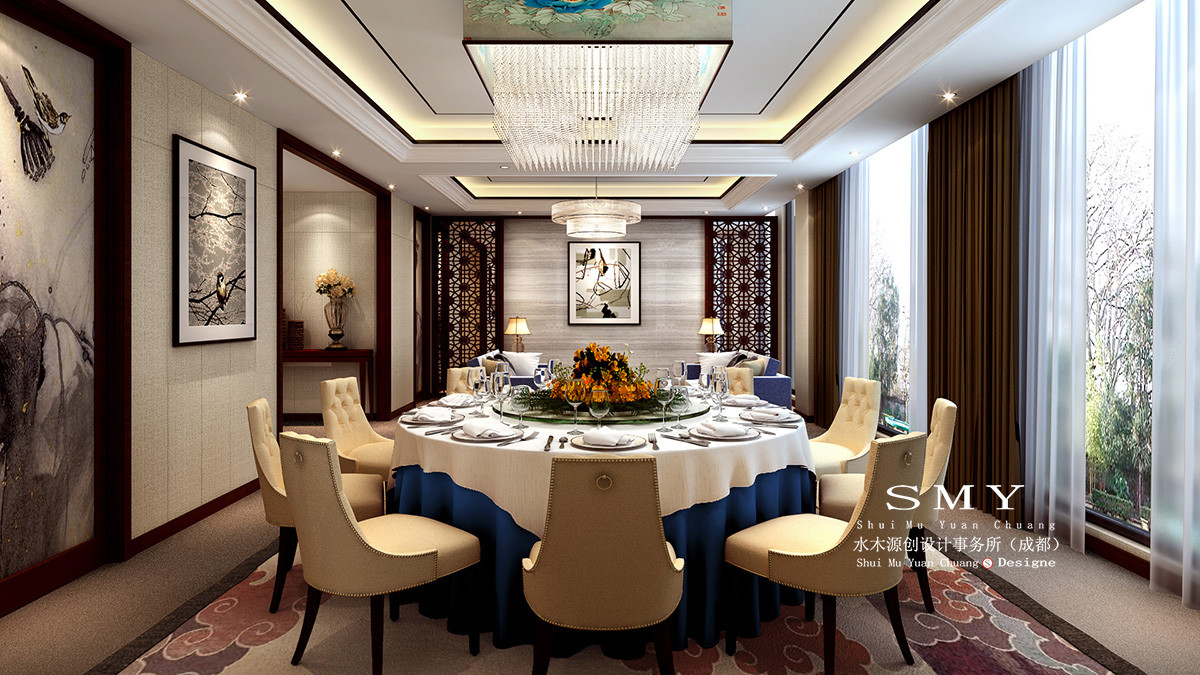 酒店豪包餐廳客房，中餐包間設(shè)計效果圖