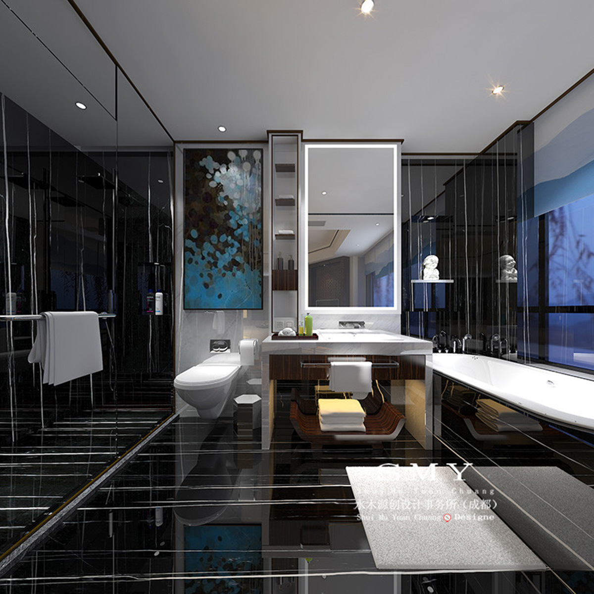 酒店洗浴衛(wèi)生間設計，洗浴間設計效果圖