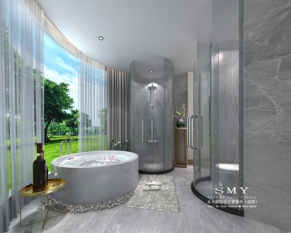 帳篷酒店洗浴間干濕隔離模式，室內(nèi)落地窗設(shè)計感受自然風(fēng)光