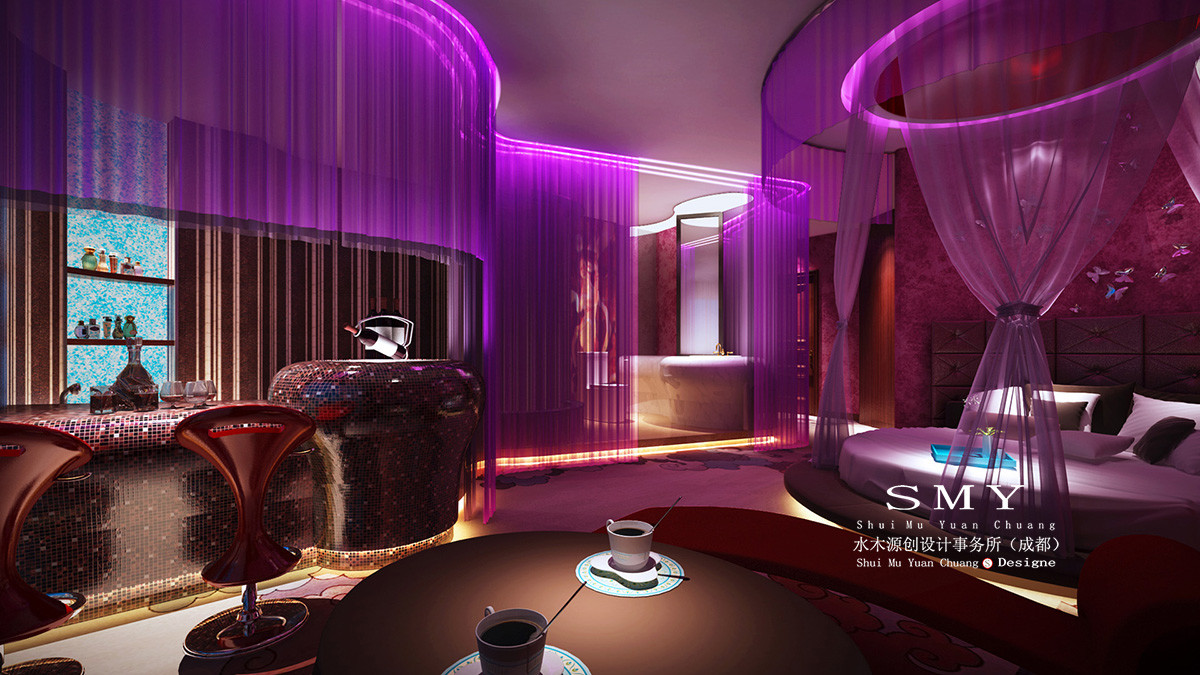 成都情趣酒店，成都情侶酒店設計情侶大床房裝飾