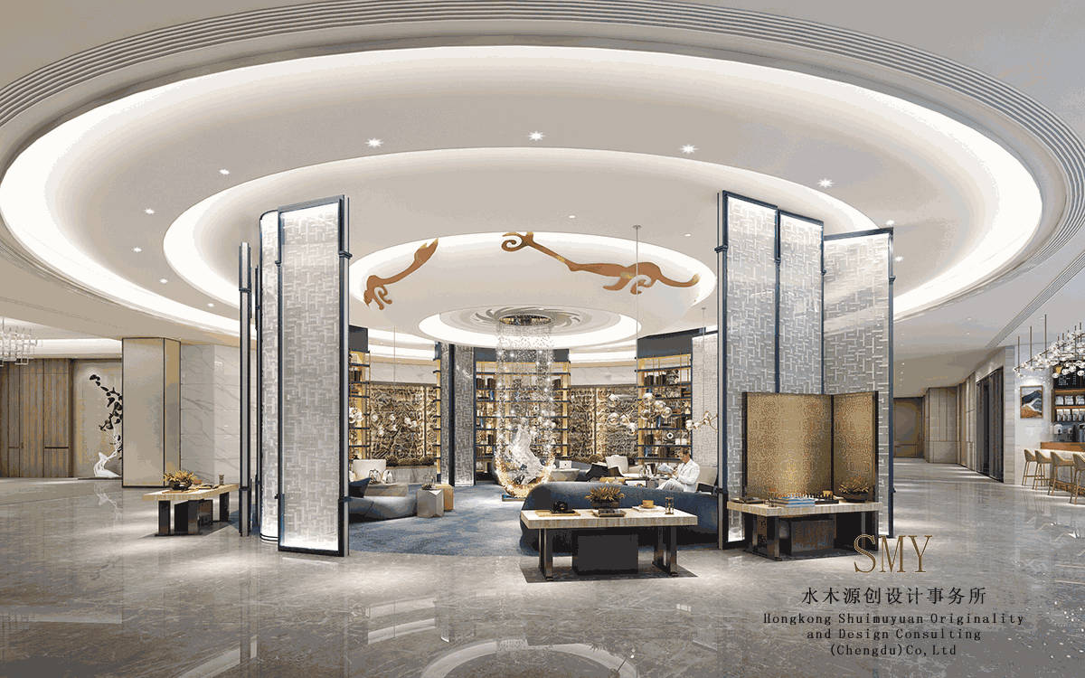 成都壹品壹號酒店大堂設(shè)計，前廳設(shè)計效果圖