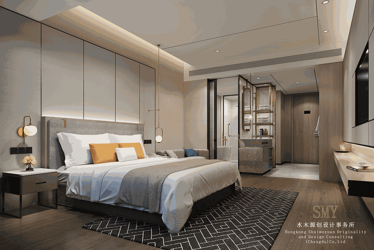 酒店客房設(shè)計效果圖，壹品壹號酒店客房裝飾效果圖