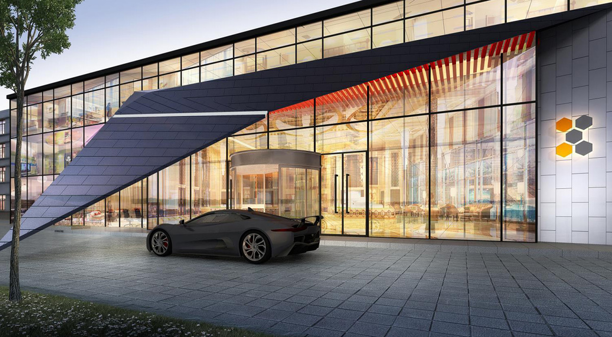 酒店停泊下客區(qū)域設(shè)計(jì)，酒店外觀裝飾