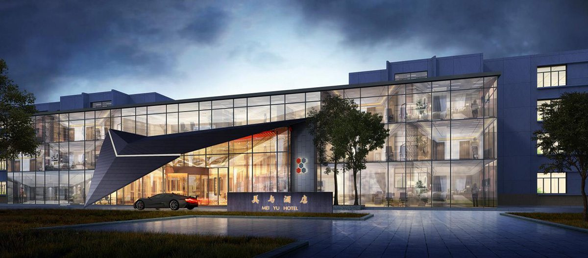 山西美與商務(wù)酒店，酒店外觀設(shè)計(jì)裝修效果圖