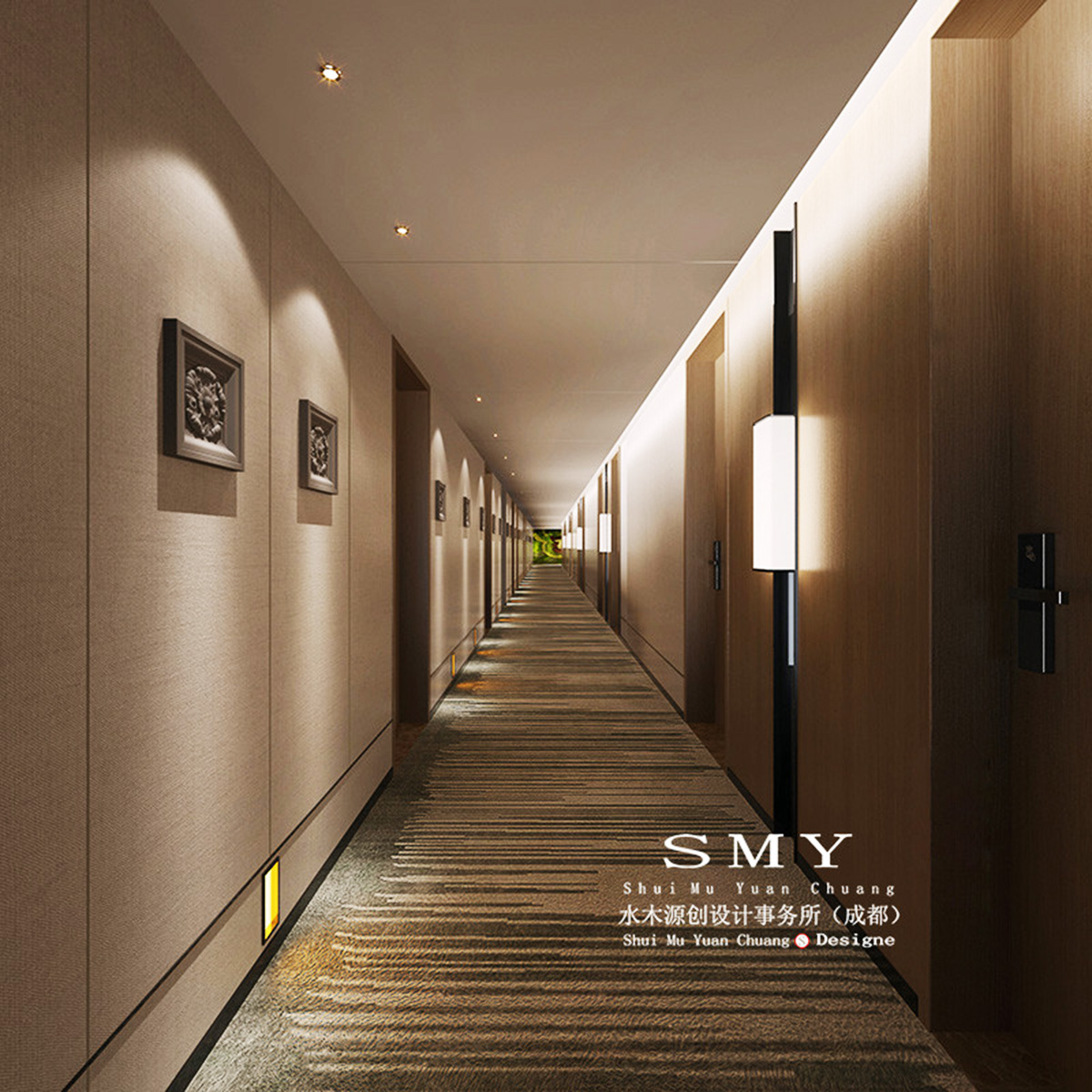 商務(wù)酒店走廊設(shè)計，成都酒店過道裝飾效果圖