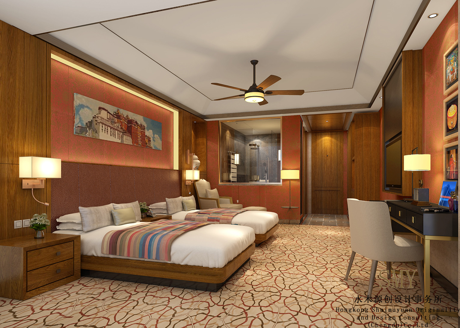 理塘酒店客房標間設(shè)計，度假酒店客房