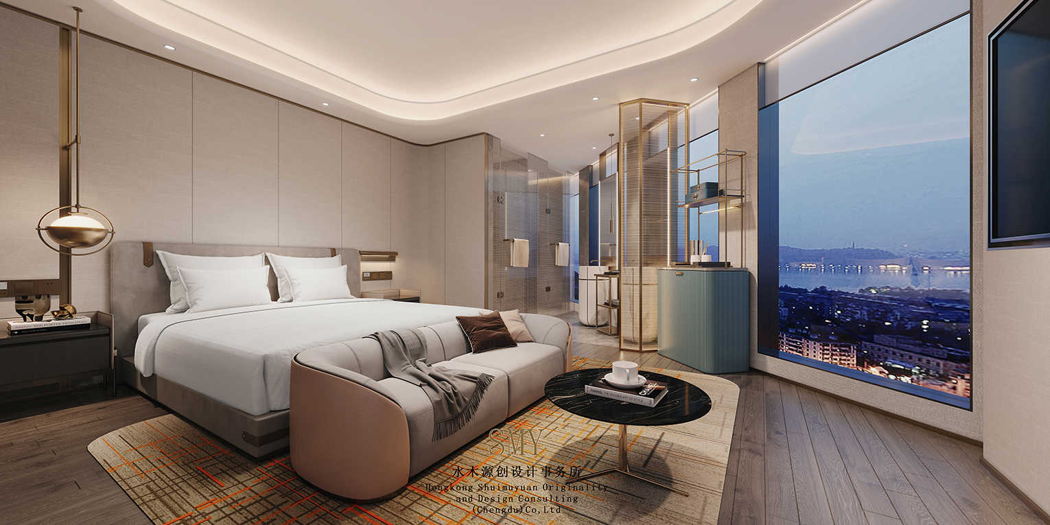 雙流酒店景觀大床房設(shè)計(jì)，酒店室內(nèi)設(shè)計(jì)