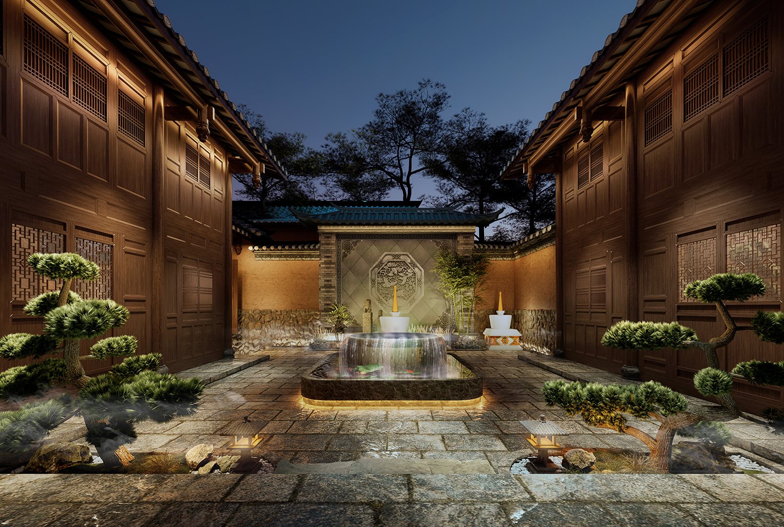 酒店中庭設計、鏡像對稱設計